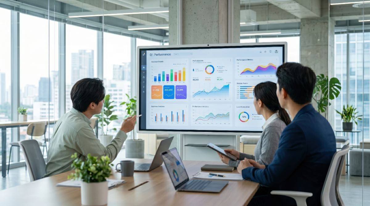 Energy trading team reviewing dashboards